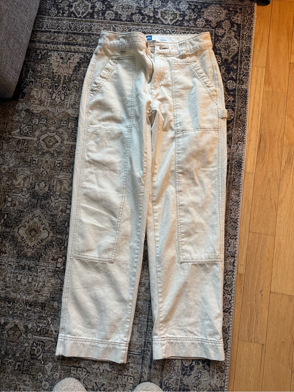 Old Navy Men's Cream Relaxed Carpenter Jeans